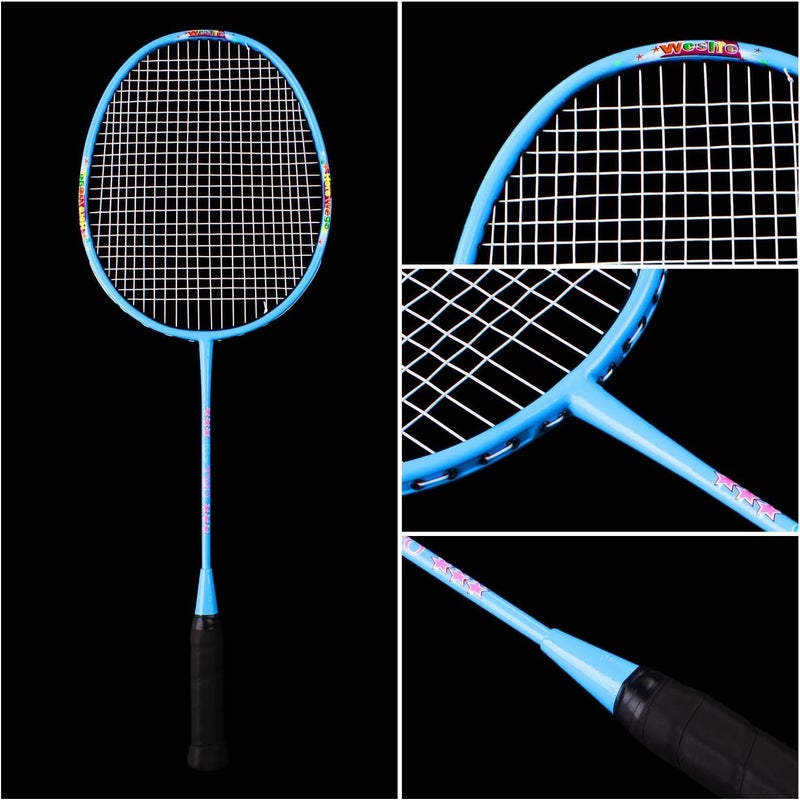 Senston Lightweight Beginner Badminton Set | 2 Rackets, 2 Shuttlecocks, Carry Bag Pink and Blue - Image 5